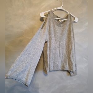 Gap Gray Wool Blend Bell Sleeve Cold Shoulder Sweater Sz L